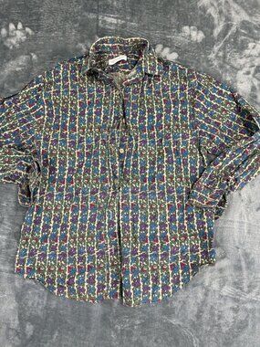 Potomac Collection Mens Multicolor Floral Print Button-Up Long Sleeve Shirt L